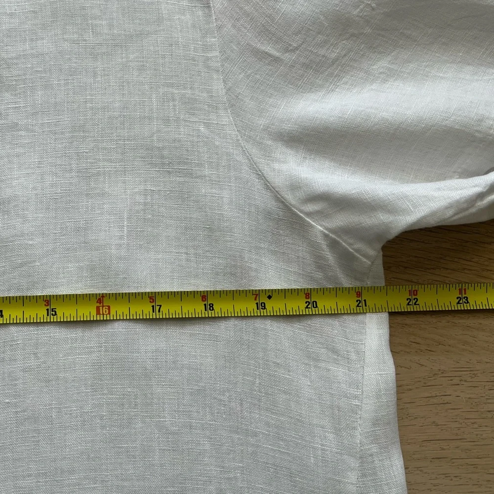 Terzo Millennio Italian Linen Blouse 100% Linen White Eyelet Hem L - Picture 6 of 10